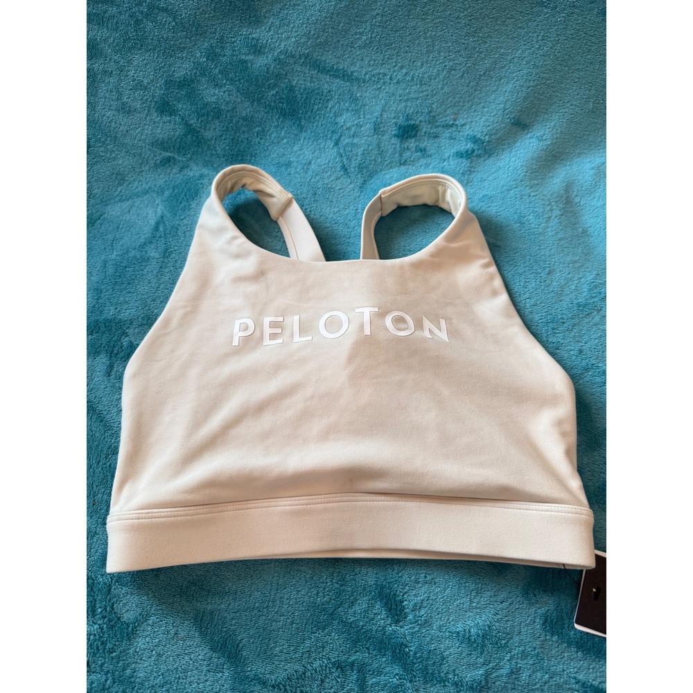 Peloton‎ Cadent V Strap Bra 227 High Neck Sports Bra Bone White WR00928-115-S